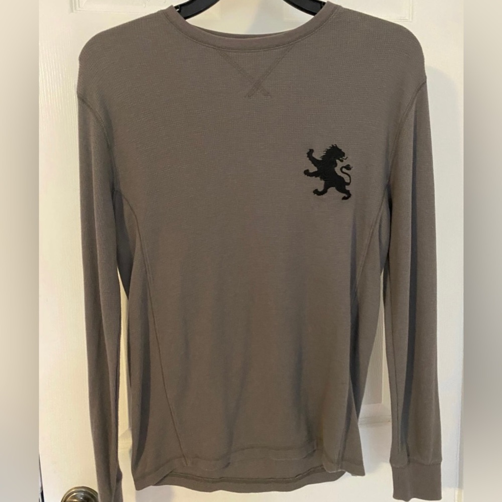 Waffle Knit Long Sleeve Crew T-Shirt Express Medium Gray